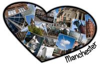 Manchester collage, jumbo postcards