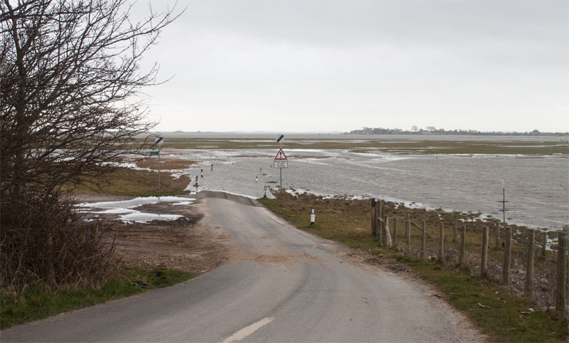 the road to Sunderland at high tide