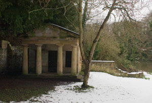 Greek-style building by River Wear below Durham Cathedral