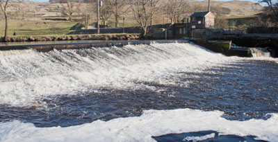 the weir and fish ladder at Langcliffe