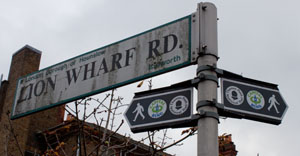 signpost at junction of Lion Wharf Road, South Street and Richmond Road, Isleworth