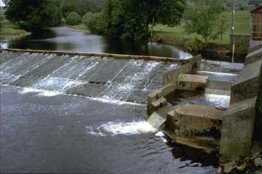 [photograph of fish ladder and weir]